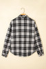 Black Plaid Print Chest Pockets Buttoned Shirt