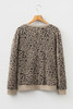 Khaki Ribbed Trim Leopard Print Long Sleeve Top