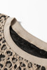 Khaki Ribbed Trim Leopard Print Long Sleeve Top