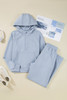 Beau Blue Half Zip Thumbhole Sleeve Hoodie Active Pants 2pcs Outfit