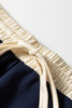 Navy Blue Plus Color Block Drop Shoulder Top and Lace-up Skirt Outfit