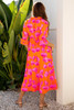 Orange Floral Print Frilly Smocked V Neck 3/4 Sleeve Long Dress Orange Floral Print Frilly Smocked V Neck 3/4 Sleeve Long Dress