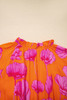 Orange Floral Print Frilly Smocked V Neck 3/4 Sleeve Long Dress Orange Floral Print Frilly Smocked V Neck 3/4 Sleeve Long Dress