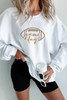 White Rugby Game Day Embroidered Corduroy Sweatshirt
