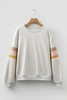 Light Grey Multicolored Striped Patchwork Drop Shoulder Sweatshirt