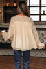 Parchment Pleated Ruffle Long Sleeve Chiffon Blouse