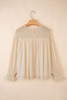 Parchment Pleated Ruffle Long Sleeve Chiffon Blouse