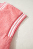 Gossamer Pink Varsity Striped Banding Patchwork Winter Plush Vest