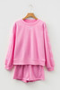 Sachet Pink Girly Bow Embroidered Detail Puff Sleeve Pullover 2pcs Short Set