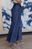 Prussian Blue Drawstring Seam Detail Raw Hem Wide Leg Denim Pants Prussian Blue Drawstring Seam Detail Raw Hem Wide Leg Denim Pants