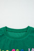 Dark Green merry little thing Corded Letter Graphic Ribbed Loose Sweatshirt