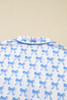 Sky Blue Bow Print Long Sleeve Shirt and Pants Soft Pajama Set