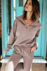 Goat Zip Collar Long Sleeve Top Drawstring Pants Set