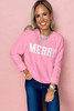 Bonbon MERRY Letter Pattern Christmas Raglan Sleeve Sweater