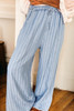 Sky Blue Stripe Chambray Wide Leg Tied Elastic Waist Trousers Sky Blue Stripe Chambray Wide Leg Tied Elastic Waist Trousers