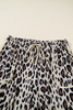 Khaki Exposed Seam Patched Pocket Plus Size Drawstring Leopard Wide Leg Pants Khaki Exposed Seam Patched Pocket Plus Size Drawstring Leopard Wide Leg Pants