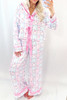 Pink Bow Wreath Pattern Christmas Holiday Tied Front Long Sleeve 2pcs Pajama Set