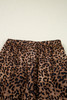 Coffee Leopard Print Contrast Trim Long Sleeve Top and Pants Set