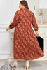 Cinnamon Plus Size Textured 3D Flower Pattern Ruffle Hem 3/4 Sleeve Long Dress Cinnamon Plus Size Textured 3D Flower Pattern Ruffle Hem 3/4 Sleeve Long Dress