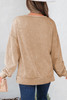 Light French Beige Mineral Wash Big Bow Patchwork Pullover Sweatshirt