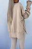 Jet Stream Solid Color Oversize Slit Sweatshirt Ribbed Leggings 2pcs Set