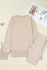 Jet Stream Solid Color Oversize Slit Sweatshirt Ribbed Leggings 2pcs Set