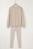 Jet Stream Solid Color Oversize Slit Sweatshirt Ribbed Leggings 2pcs Set
