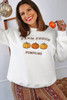 White FARM FRESH PUMPKINS Embroidered Graphic Thanksgiving Holiday Sweatshirt