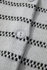 Gray Stripe Button Front Ribbed Trim Short Cardigan