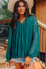 Evergreen Sheer Lace Balloon Sleeve Babydoll Blouse