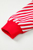 Red Stripe Exposed Seam Drop Shoulder Casual Pullover Top