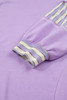 Purple Stripe Patchwork Buttoned Drop Shoulder Plus Size Pullover