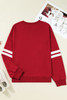 Fiery Red Varsity Striped Detail Crew Neck Plus Sweatshirt