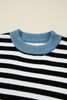 Color black Striped Panels Colorblock Sleeve Chic Sweater