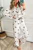 White Bows Print Two Piece Sleepwear White Bows Print Two Piece Sleepwear