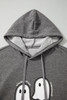 Dark Grey Cute Halloween Ghost Print Mineral Wash Oversize Hoodie