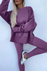 Orchid Mist Solid Color Oversize Slit Sweatshirt Ribbed Leggings 2pcs Set