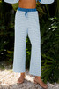 Sky Blue Stripe Collared Pullover Top and Drawstring Pant Set