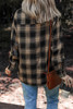 Multicolour Retro Plaid Double Flap Pocket Brushed Shacket