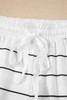 White Stripe Zip up Drop Shoulder Pullover and Short 2pcs Outfit