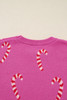 Sachet Pink Christmas Candy Cane Holiday Drop Shoulder Sweater