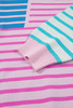 Sky Blue Stripe Colorblock Patchwork Plus Size Half Zip Sweater