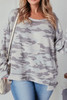 Multicolour Camouflage Print  Round Neck Plus Size Sweatshirt