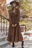 Chestnut Solid Long Sleeve Button V Neck Tiered Maxi Dress Chestnut Solid Long Sleeve Button V Neck Tiered Maxi Dress