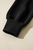 Black Ribbed Texture Baggy Drop Shoulder Pullover and Shorts Set