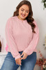 Bonbon Ribbed Exposed Seam Round Neck Chest Pocket Plus Knit Top