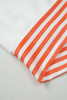 Orange Stripe  V Neck Drop Shoulder Patchwork Long Sleeve Top