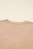 Smoke Gray Lace-trimmed Sweetheart Neckline Ruched Detail Long Sleeve T-shirt