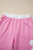 Orchid Bouquet Big Flower Patched Raw Seam Color Block 2 Piece Loose Pant Set