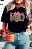 Black Preppy Ghost Boo PNG Graphic Halloween T Shirt
